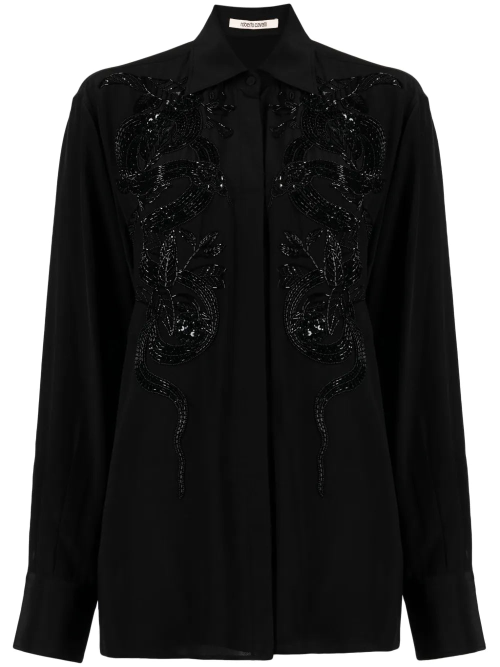 Bead-Embellished Appliqué Viscose Shirt