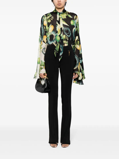 Graphic-Print Silk Shirt
