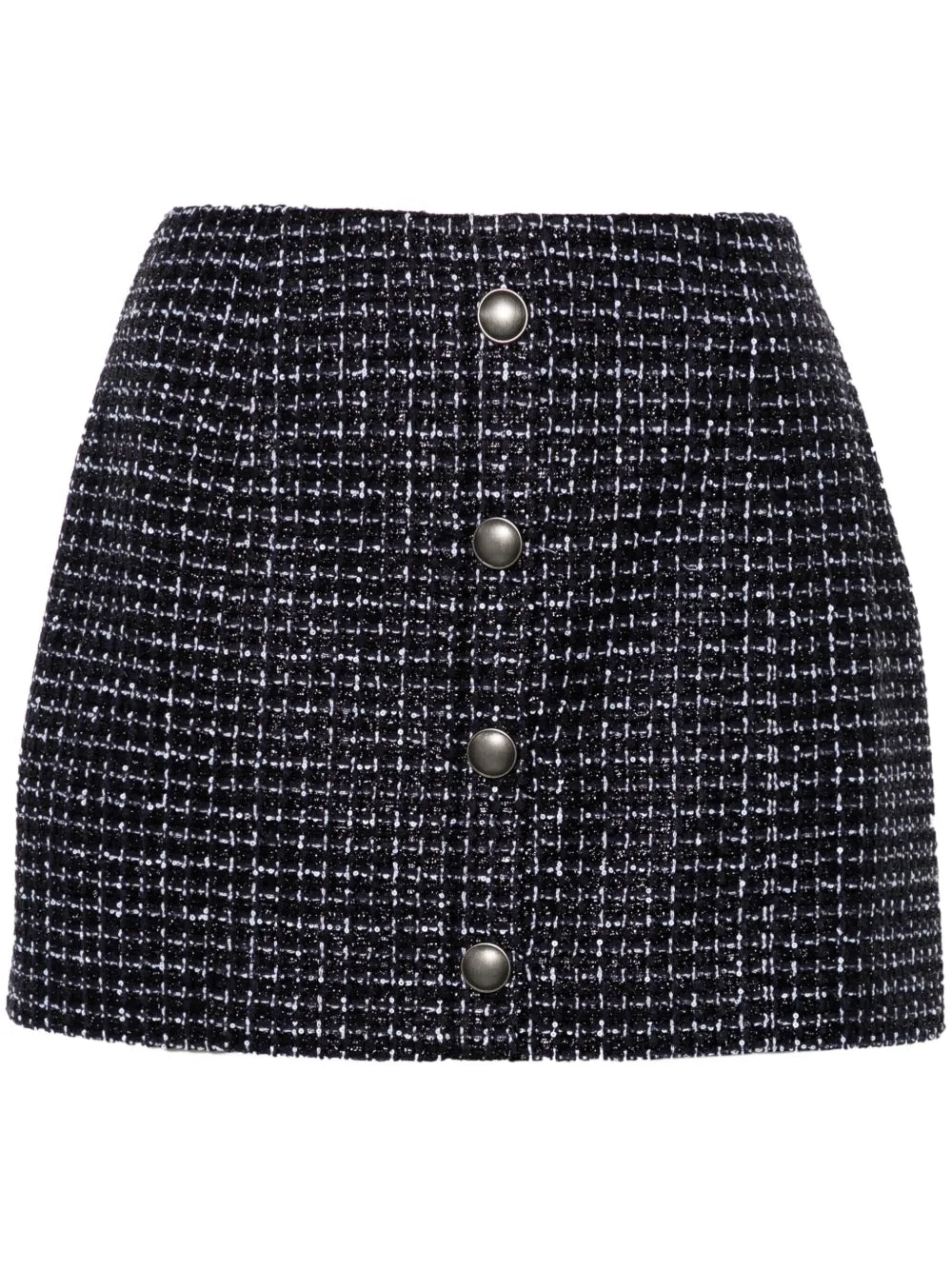 Metallic-Threading Tweed Skirt