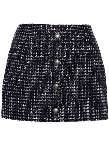 Metallic-Threading Tweed Skirt