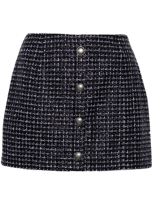Metallic-Threading Tweed Skirt