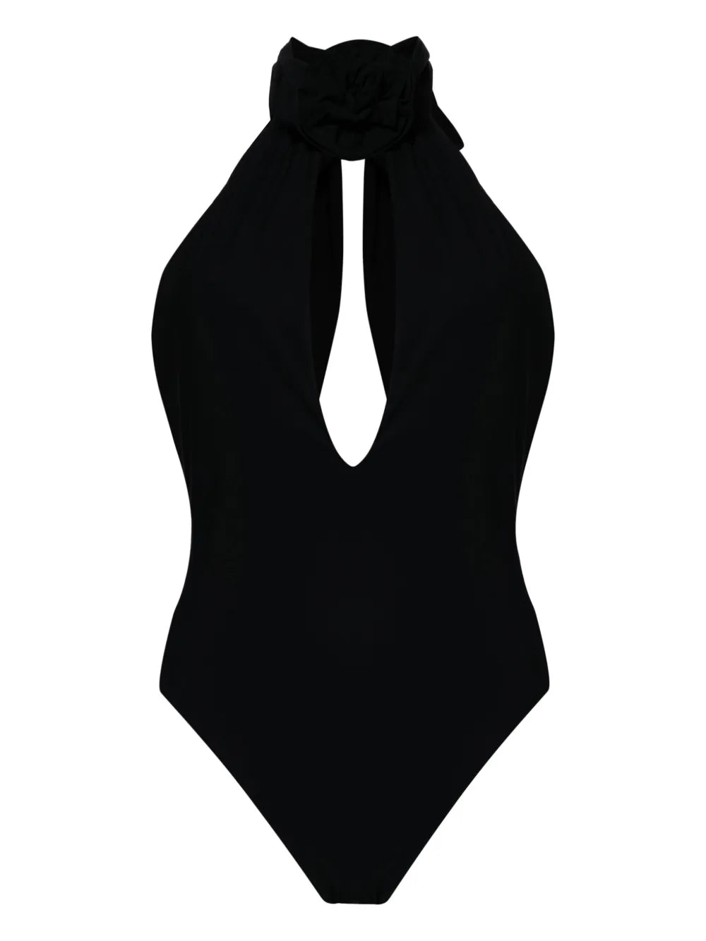 Floral-Appliqué Halterneck Swimsuit