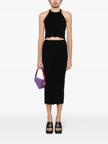 Wave Milano-Knit Pencil Skirt
