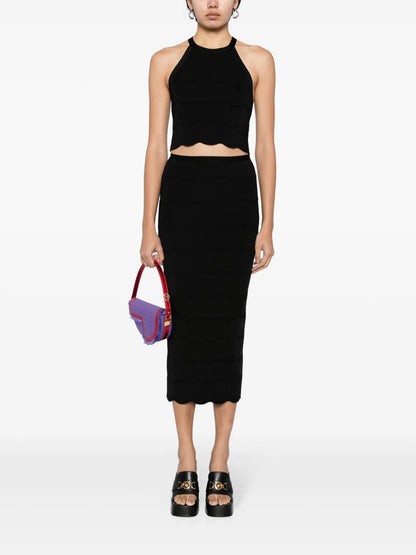 Wave Milano-Knit Halterneck Top