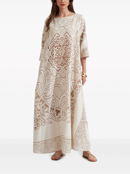 Muumuu Embroidered Maxi Dress
