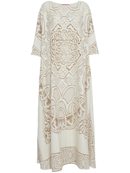 Muumuu Embroidered Maxi Dress