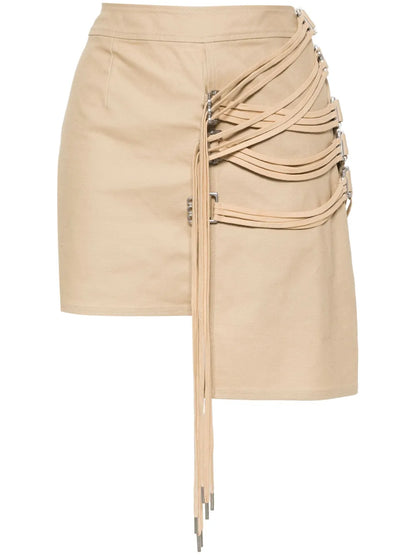 String-Detail Asymmetric Miniskirt