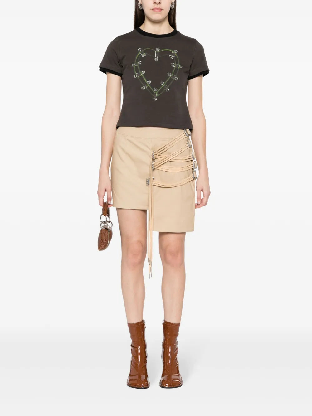 String-Detail Asymmetric Miniskirt