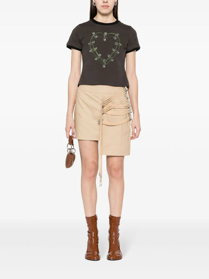 String-Detail Asymmetric Miniskirt