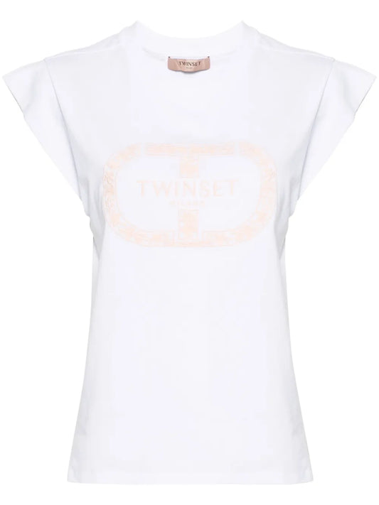 Embroidered-Logo Sleeveless T-Shirt