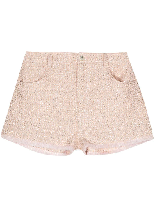 Sequin-Embellished Bouclé Shorts