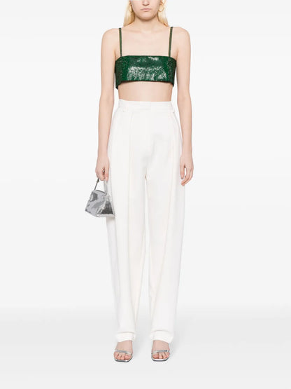 Pleated Tapered-Leg Trousers