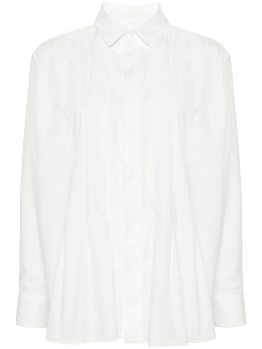 Pleat-Detail Poplin Shirt