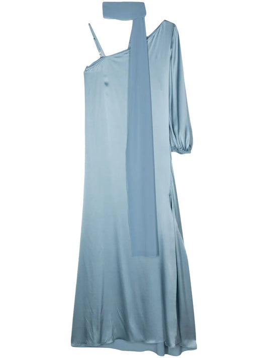 Asymmetric Satin Maxi Dress
