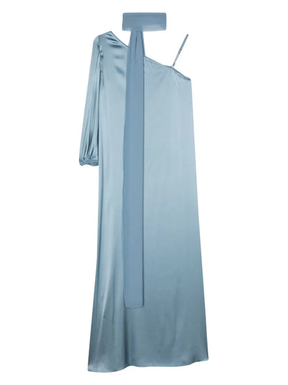 Asymmetric Satin Maxi Dress