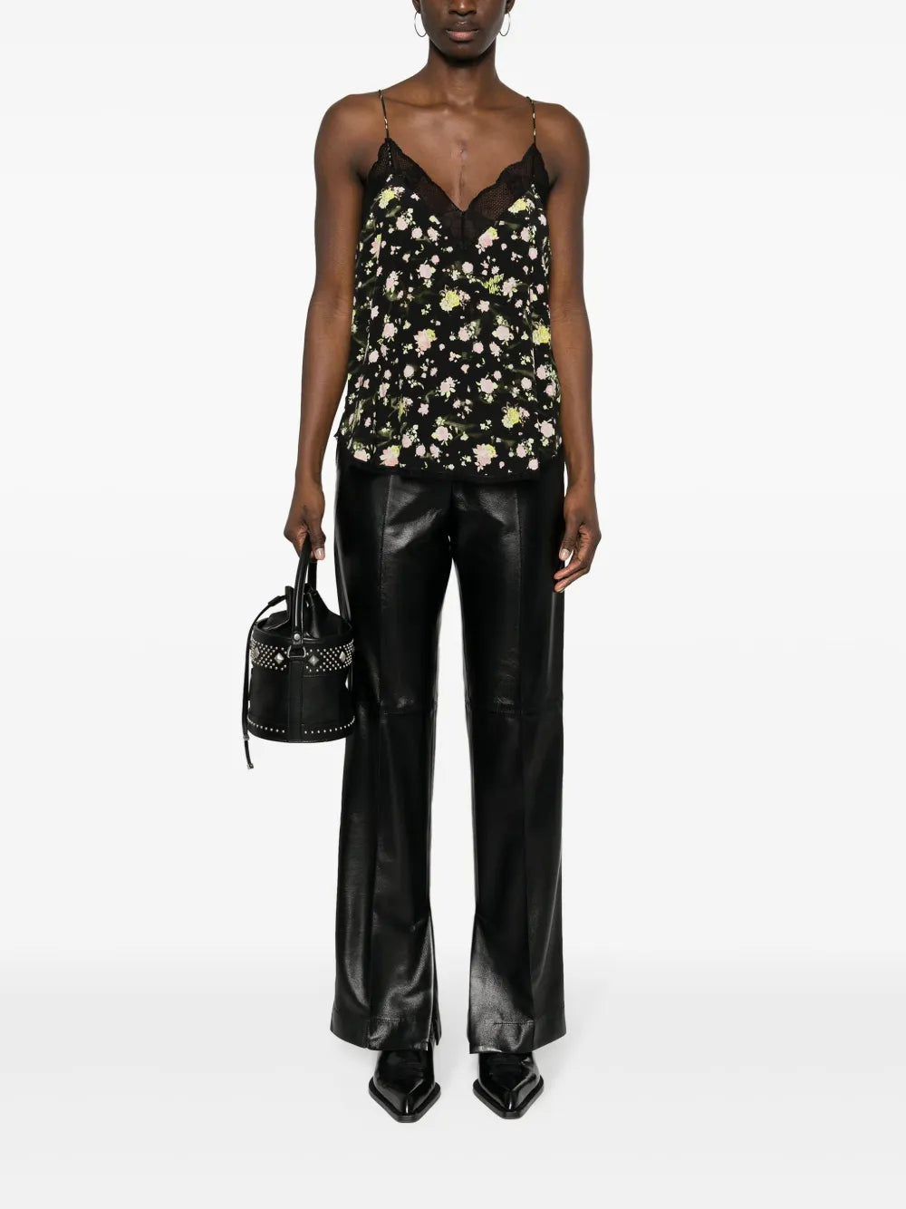 Floral-Print Crepe Top