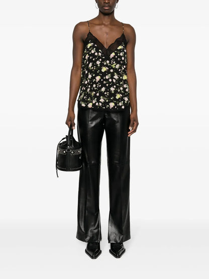 Floral-Print Crepe Top