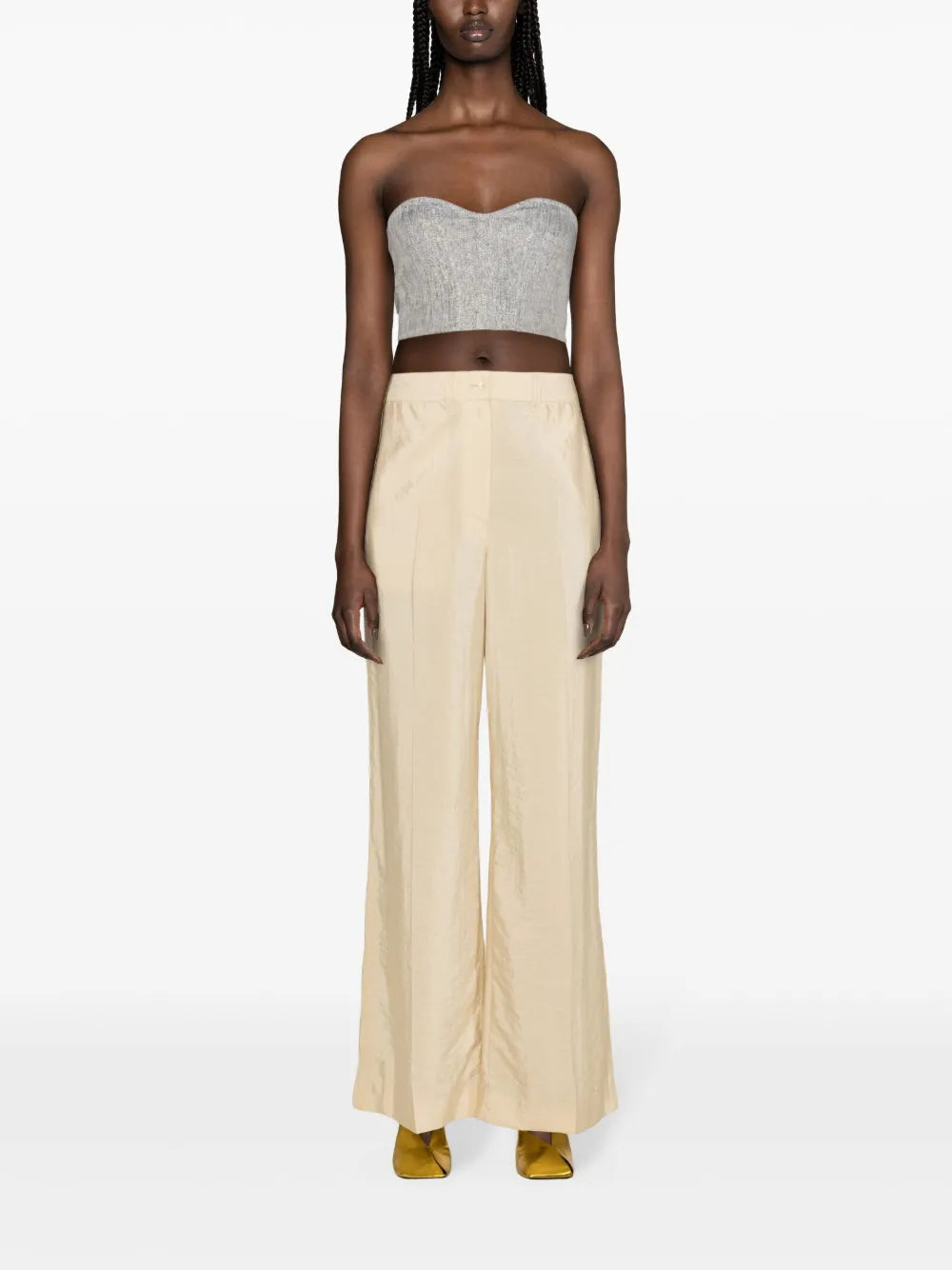 Chevron-Knit Lurex Strapless Top
