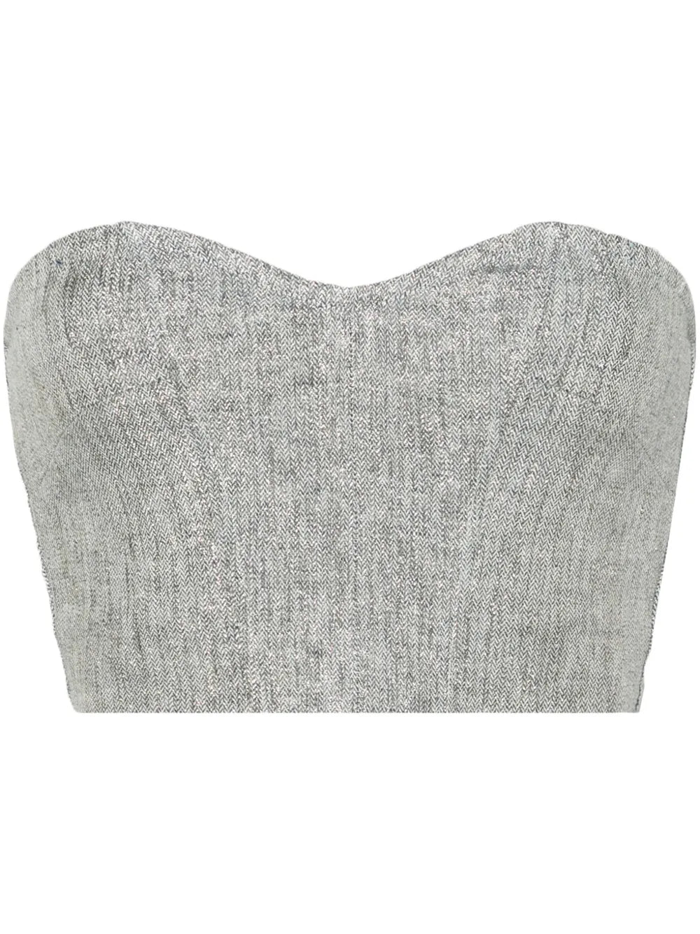 Chevron-Knit Lurex Strapless Top