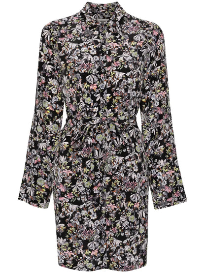 Botanical-Print Silk Shirtdress