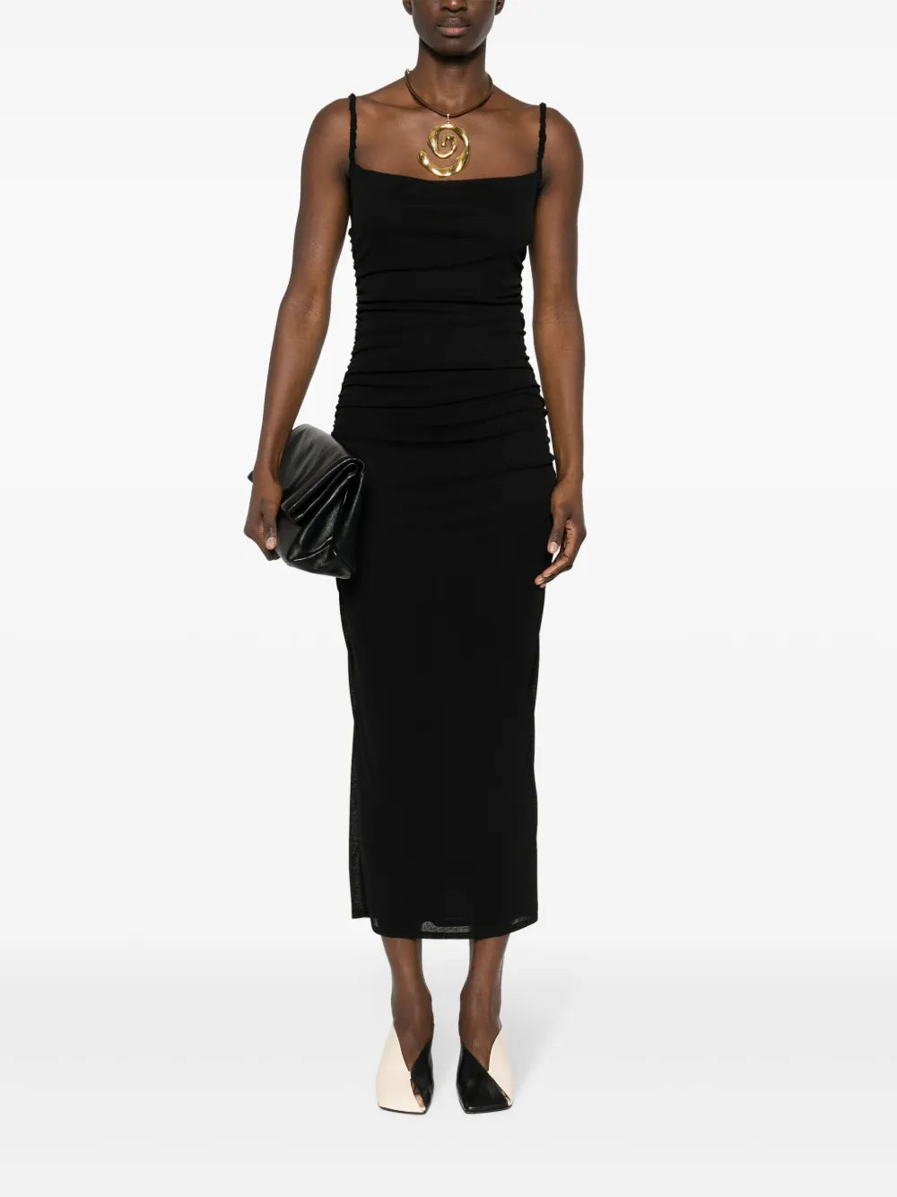 Alexa Ruched Midi Dres