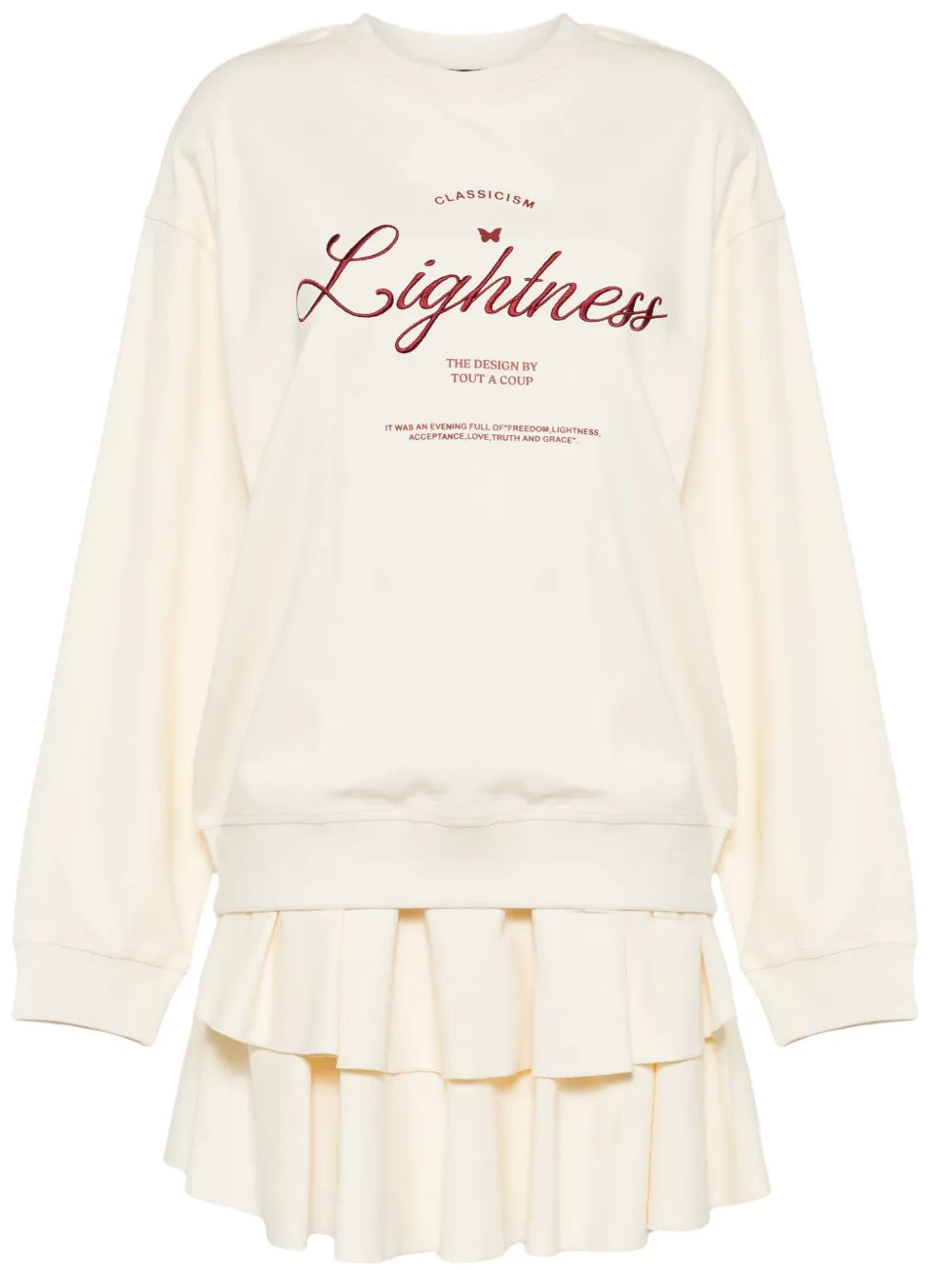 Slogan-Embroidered Crew-Neck Sweatshirt