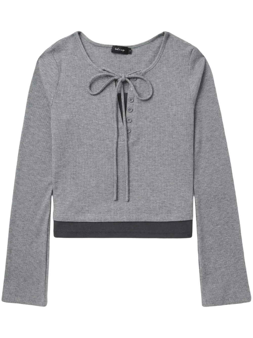 Bow-Embellished Ribbed Top