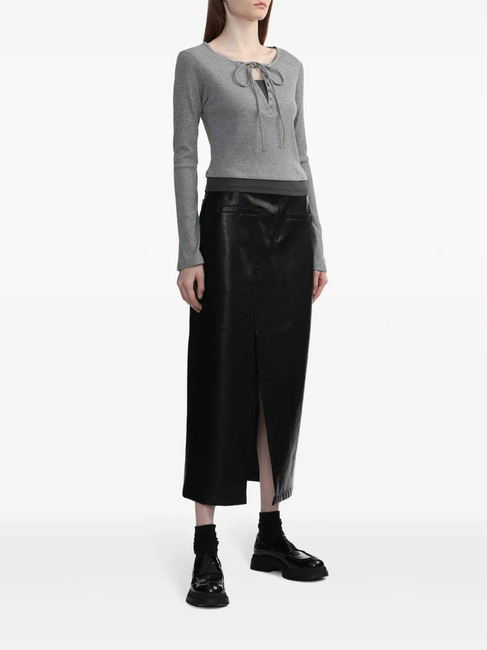 Bow-Embellished Ribbed Top