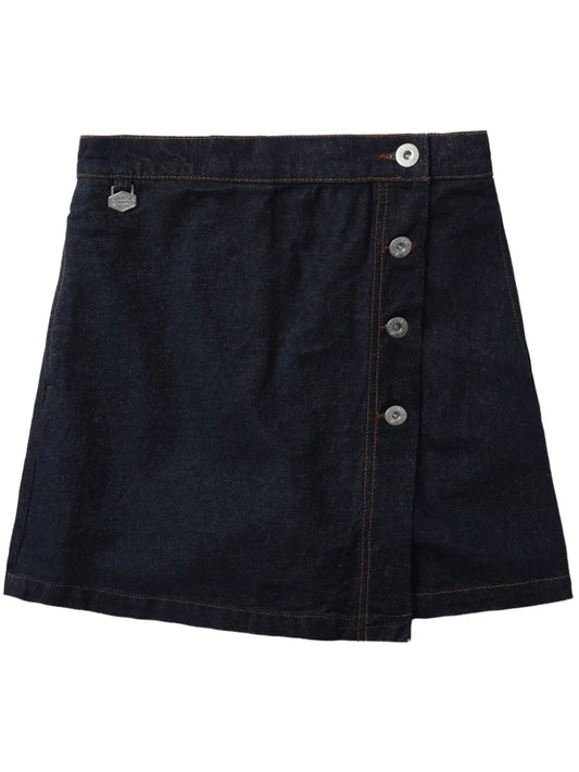 Wrap-Front Denim Shorts