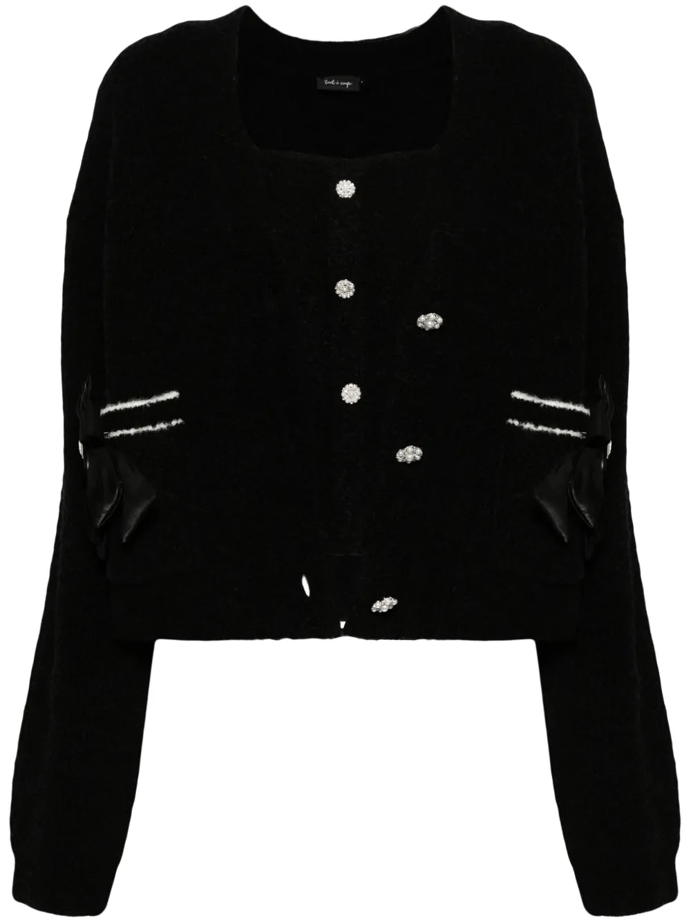 Rhinestone-Embellished Layered Cardigan