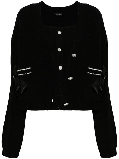 Rhinestone-Embellished Layered Cardigan