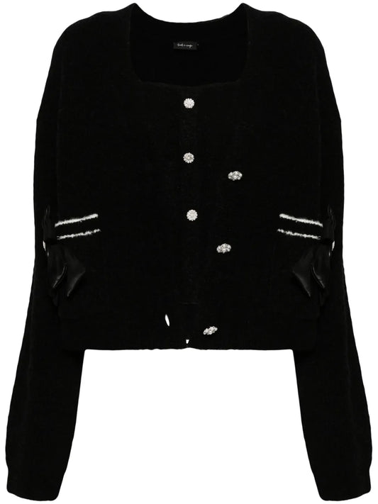 Rhinestone-Embellished Layered Cardigan