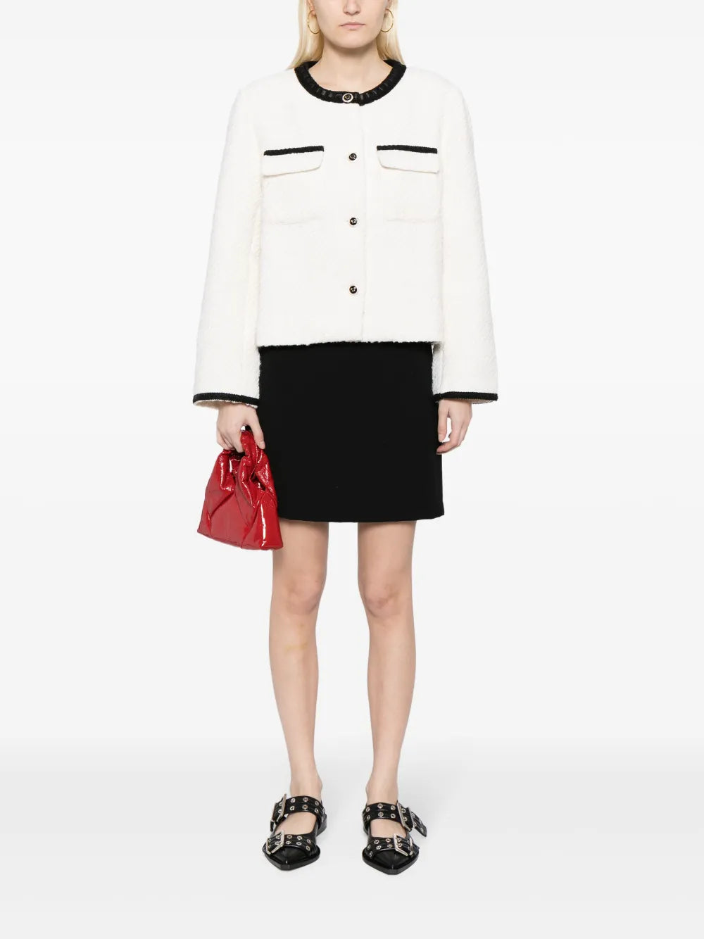 Contrast-Trim Tweed Jacket