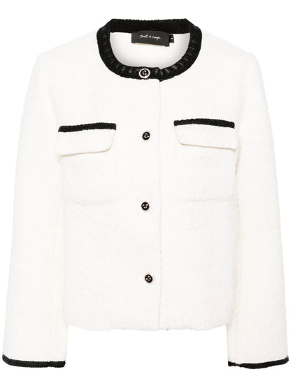 Contrast-Trim Tweed Jacket