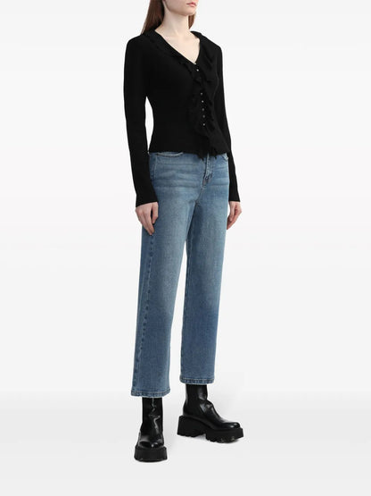 Ruffled Ribbed Cardigan