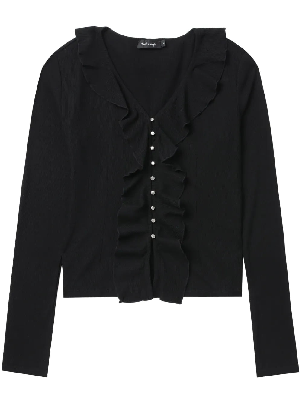 Ruffled Ribbed Cardigan