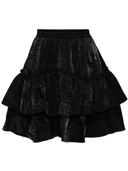 Ruffled Velour Miniskirt