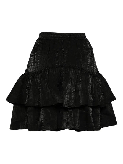 Ruffled Velour Miniskirt