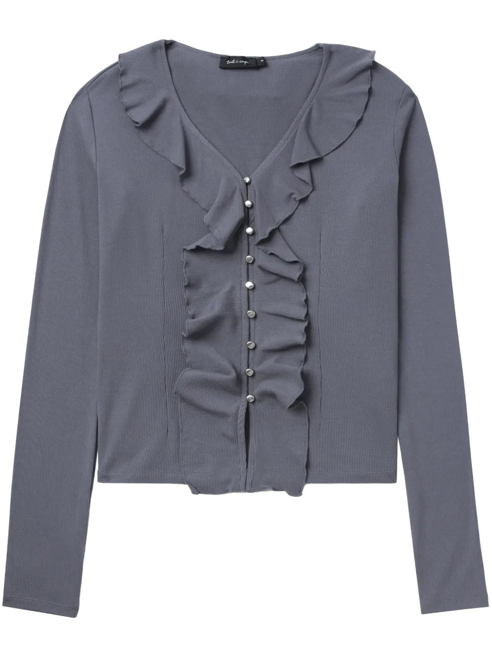Ruffled Ribbed Cardigan