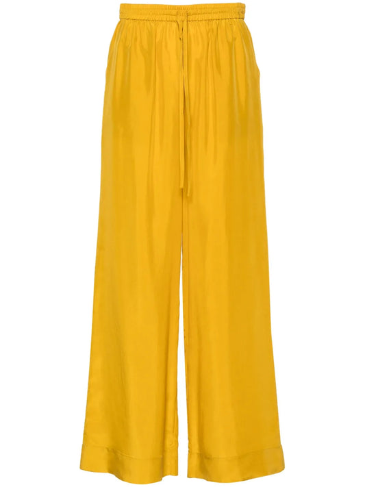 Wide-Leg Silk Trousers