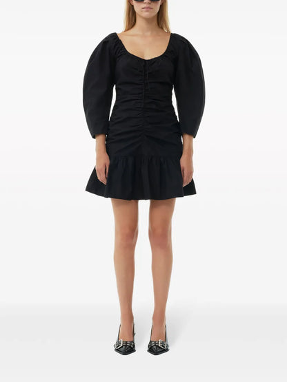 Gathered U-Neck Minidress