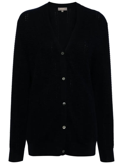 V-Neck Open-Knit Cardigan