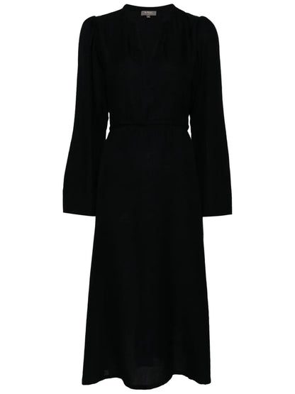 Split-Collar Belted Dress