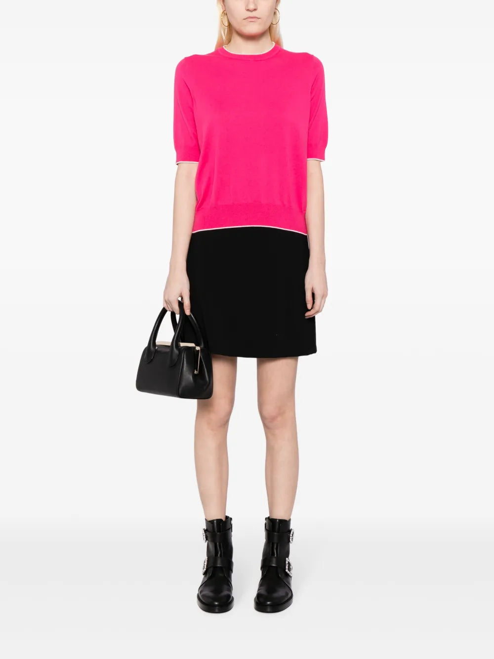 Short-Sleeve Fine-Knit T-Shirt