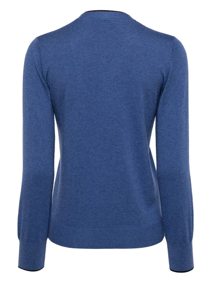 Contrasting-Border Cotton-Cashmere Cardigan