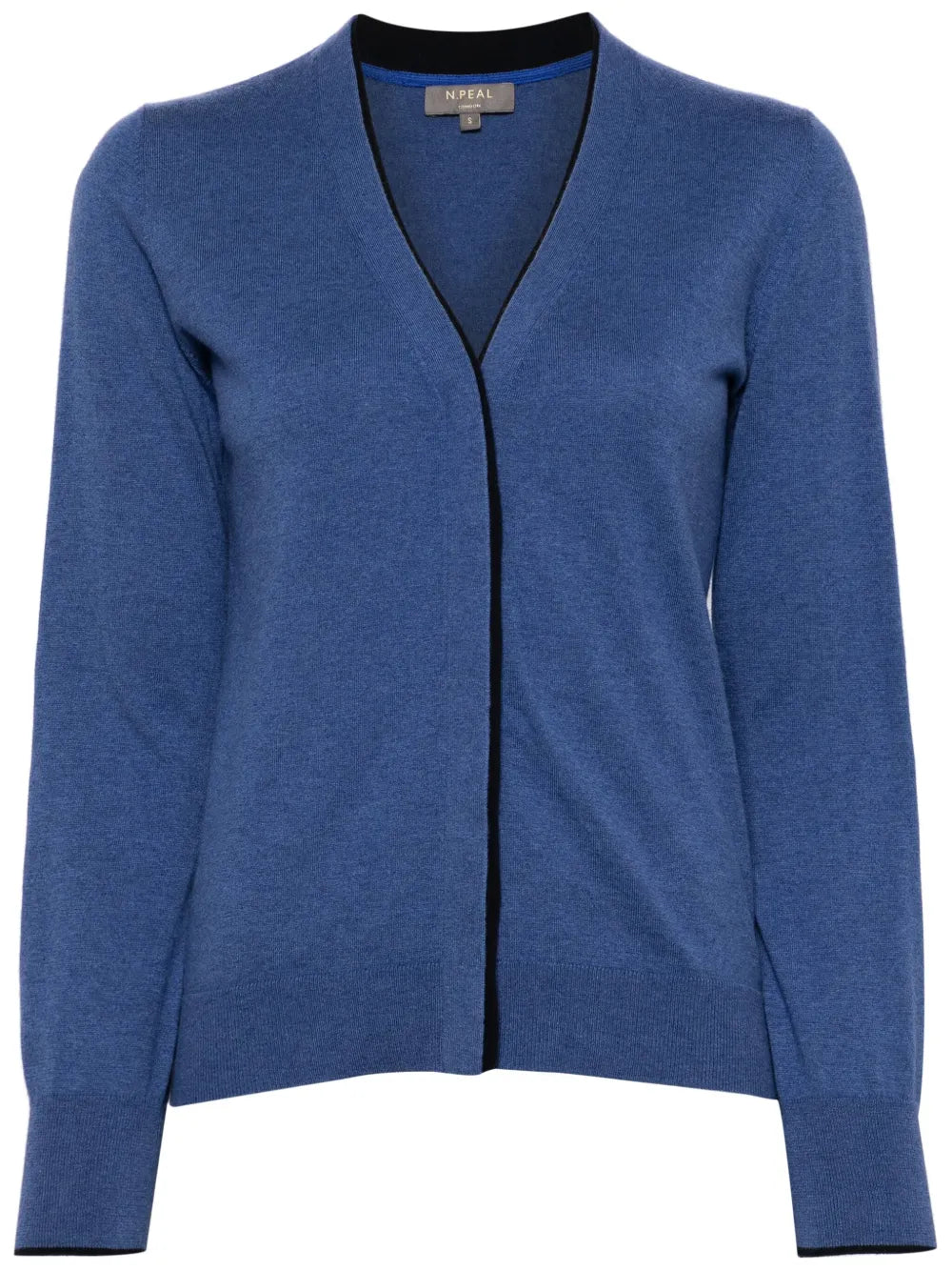 Contrasting-Border Cotton-Cashmere Cardigan