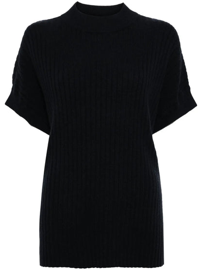 Ribbed-Knit Organic Cashmere Poncho
