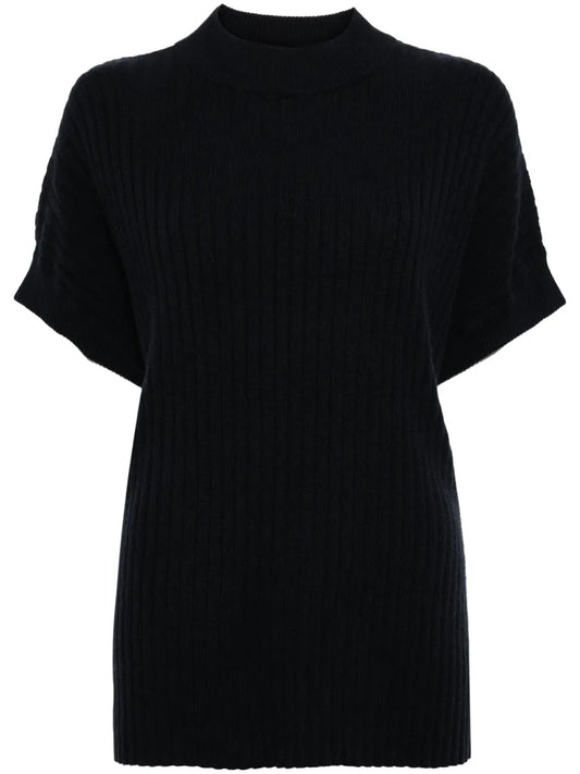 Ribbed-Knit Organic Cashmere Poncho