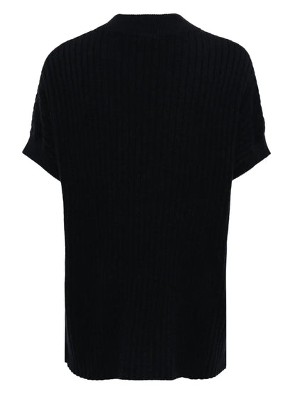 Ribbed-Knit Organic Cashmere Poncho