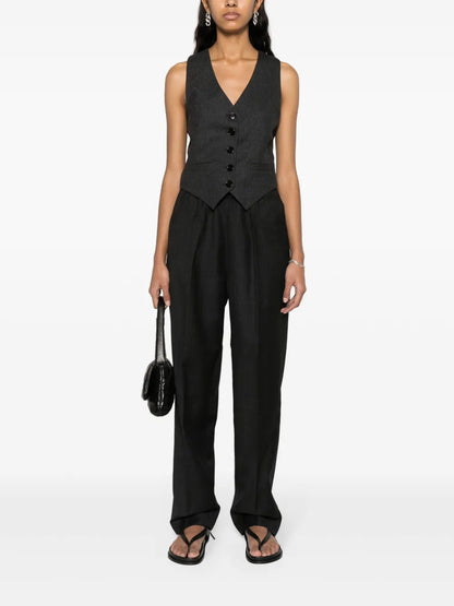 Liska Checked Straight-Leg Trousers